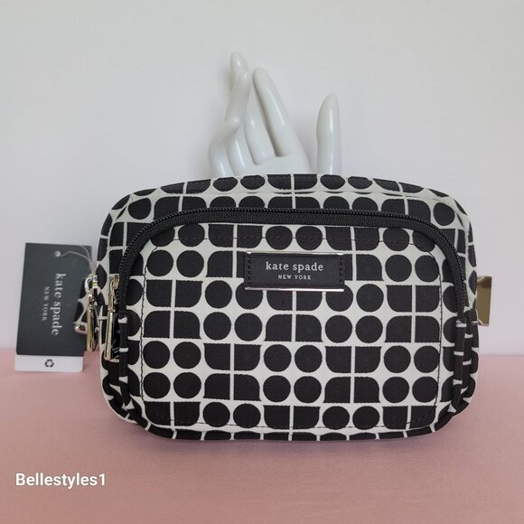 KATE SPADE Belt Bag Noel Jacquarded Printed Fabric Bag- Black Multi ⭐ - Picture 2 of 16